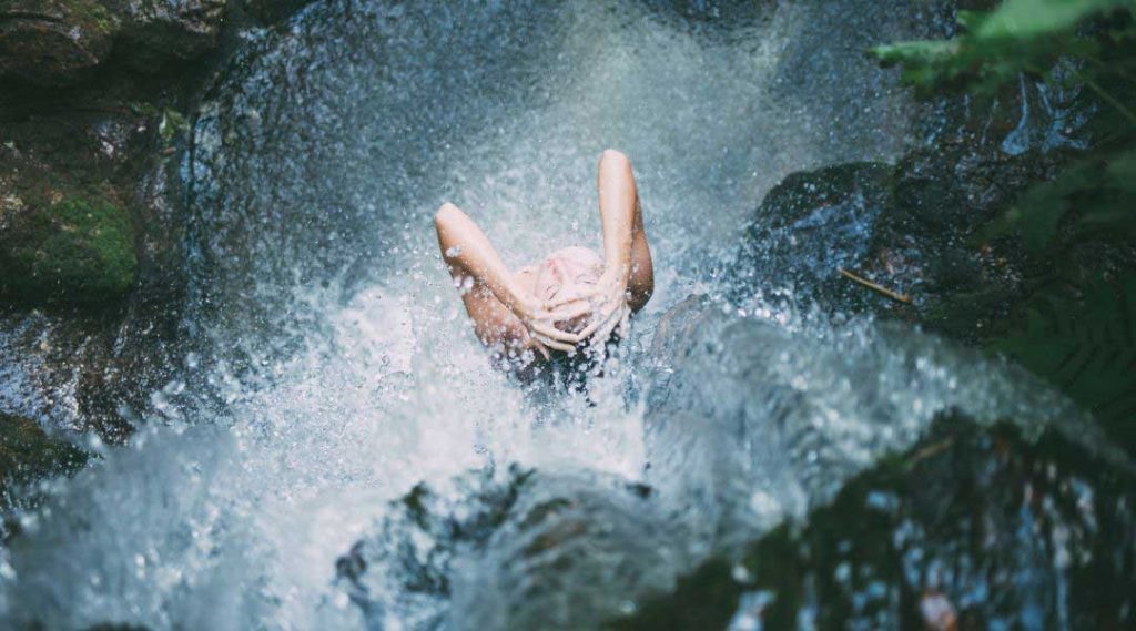 Woman taking a bath