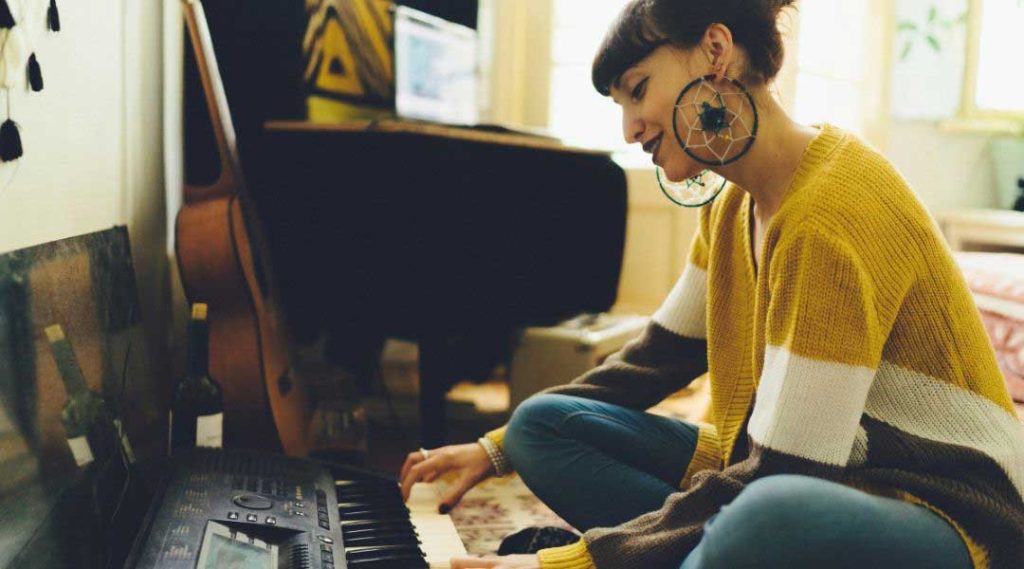 woman composing music